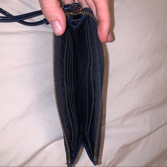 Navy Quilted Shiny Coach Wristlet - Picture 3 of 3